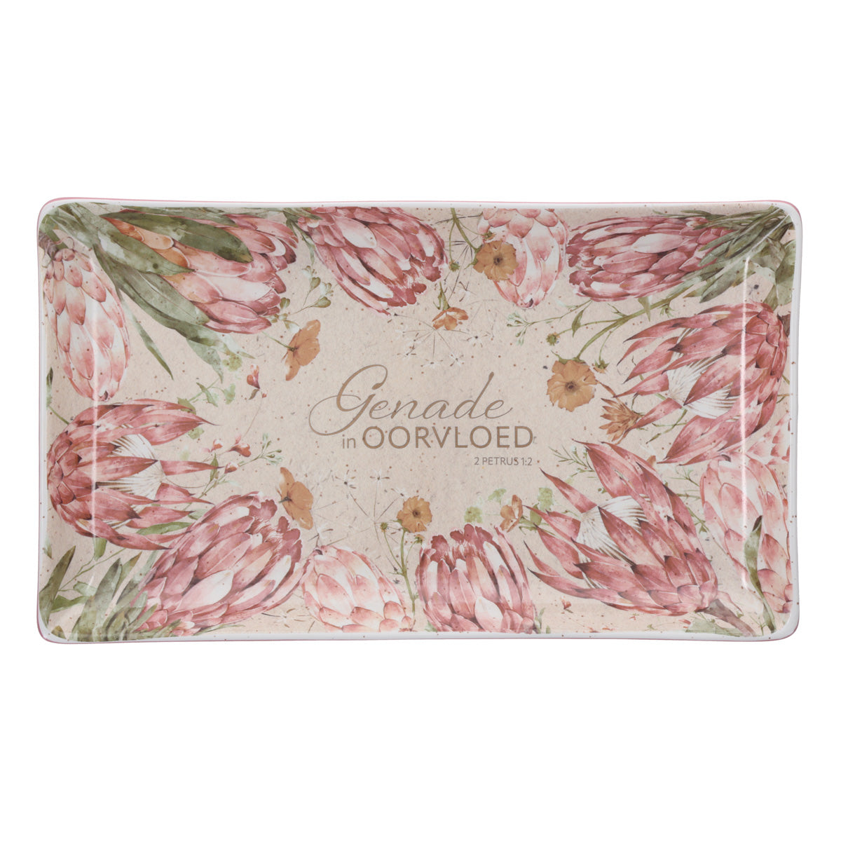 Genade in Oorvloed Fynbos Afrikaans Ceramic Cookie Plate