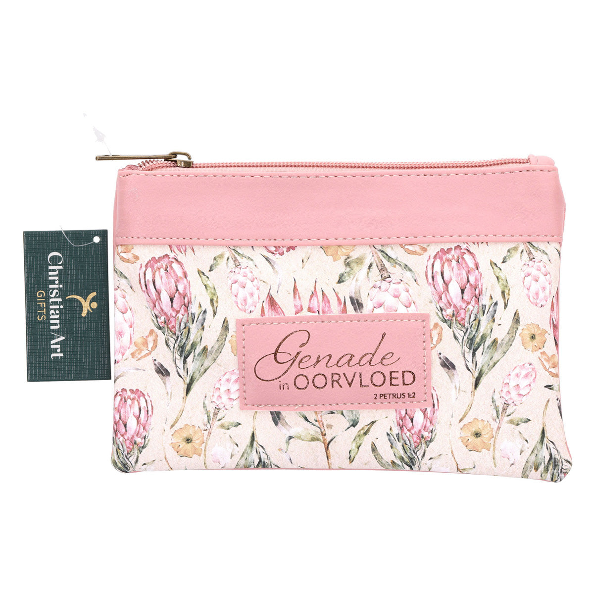 Genade in Oorvloed Fynbos Afrikaans Faux Leather Zipper Pouch