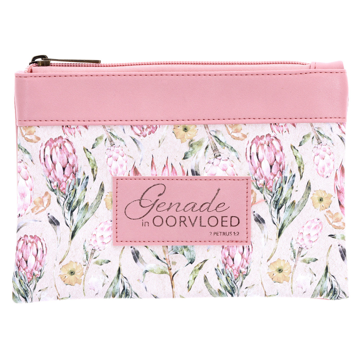 Genade in Oorvloed Fynbos Afrikaans Faux Leather Zipper Pouch