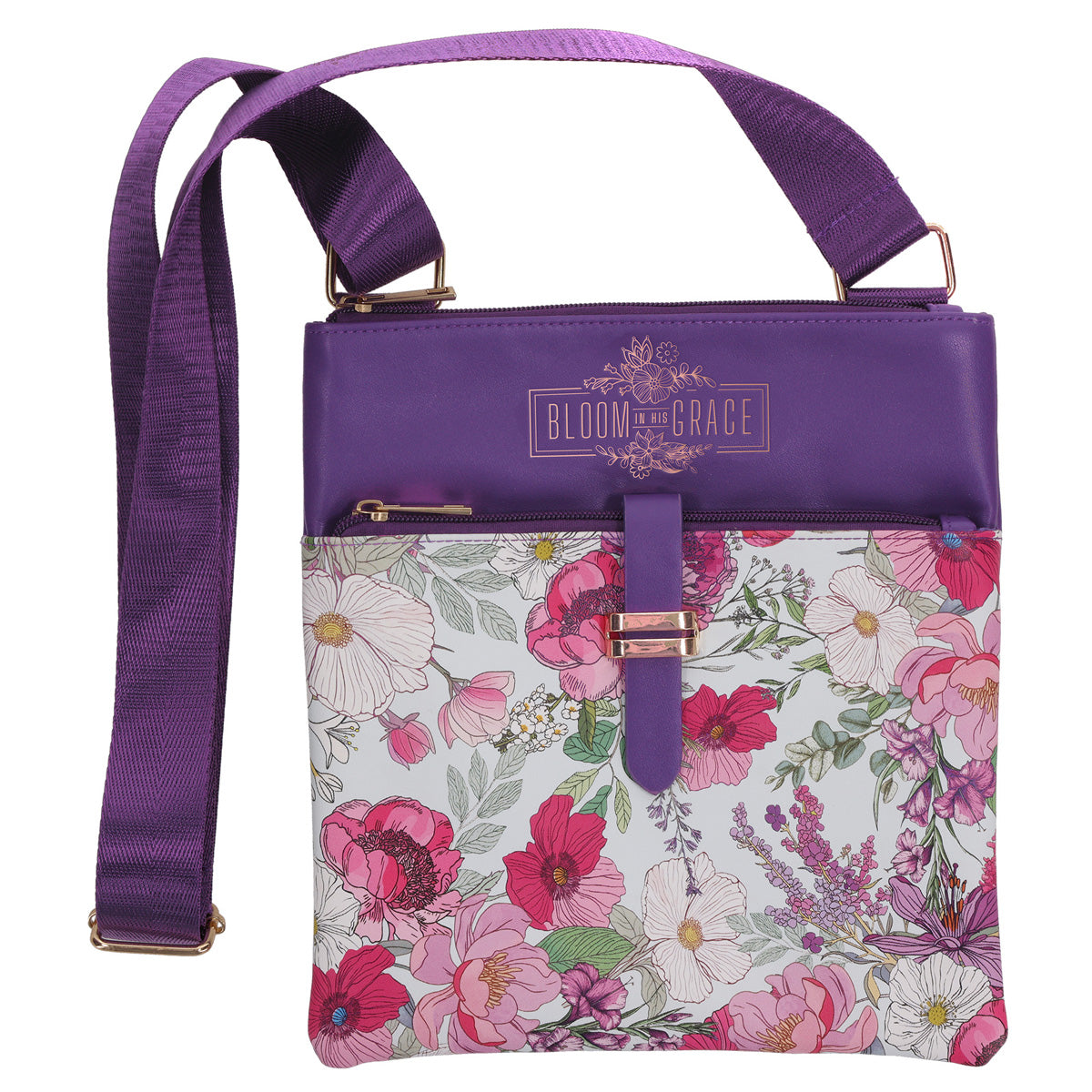 Bloom in His Grace Faux Leather Sling Bag