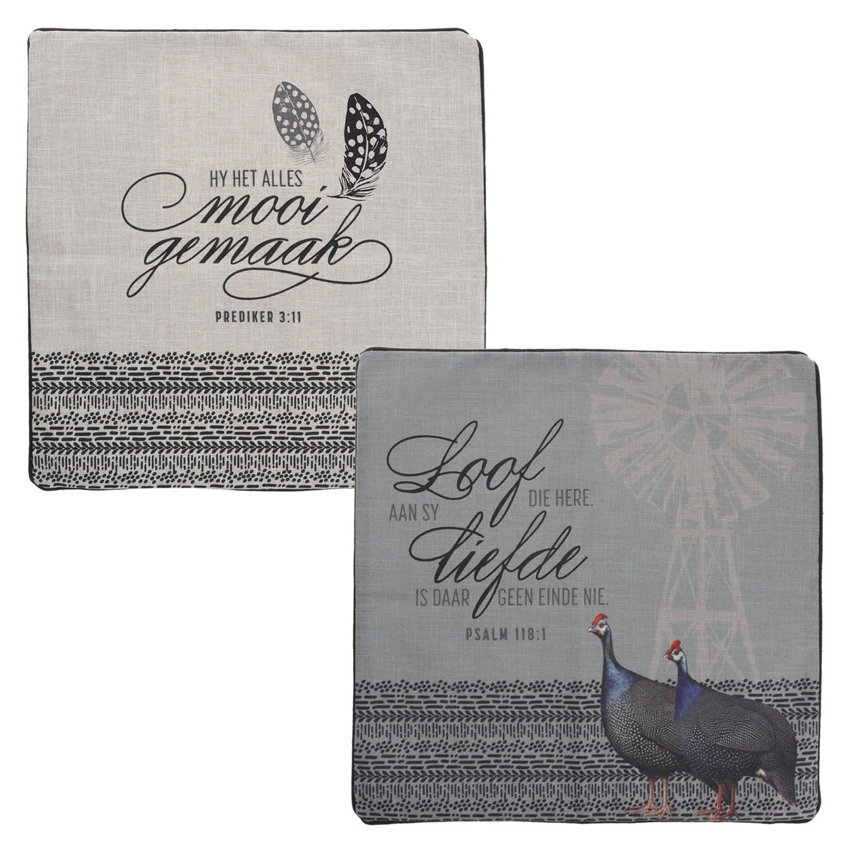 Loof die Here Afrikaans Two-Piece Square Pillow Case Set