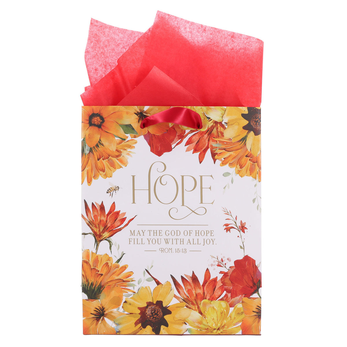 Hope Orange Floral Medium Gift Bag with Gift Tag