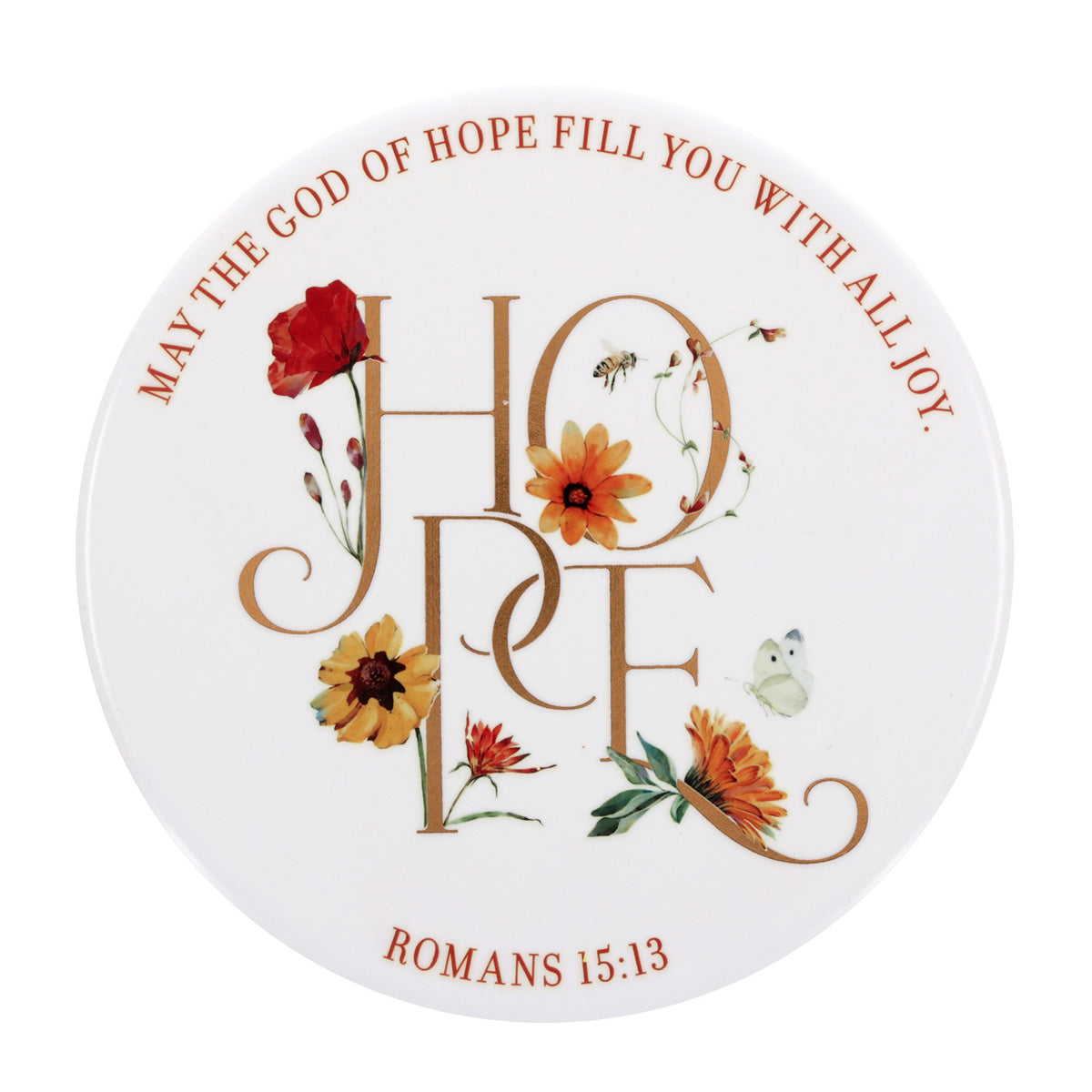Hope Orange Floral Ceramic Trivet