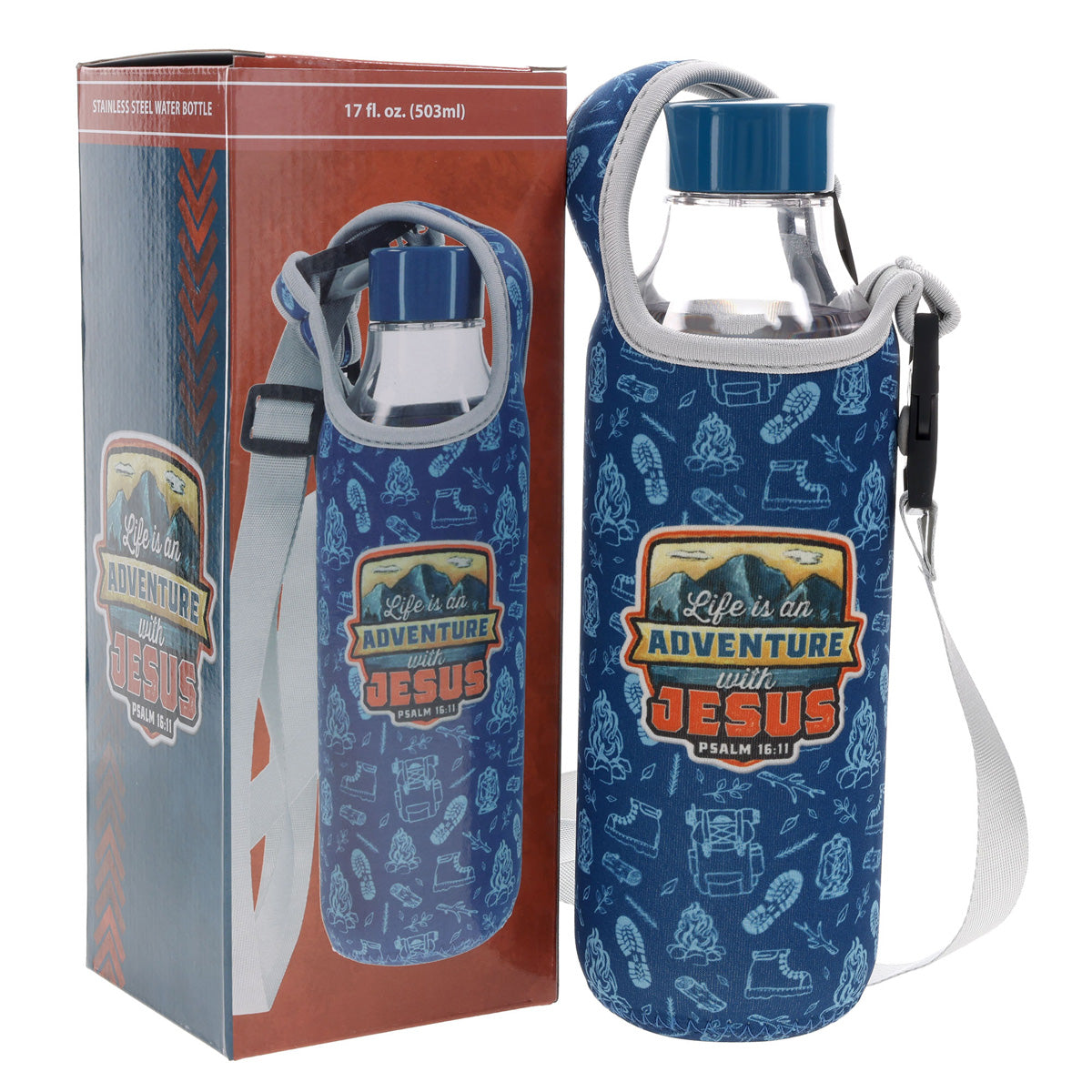 Life Is an Adventure with Jesus Plastic and Stainless Steel Water Bottle with Sling Bag