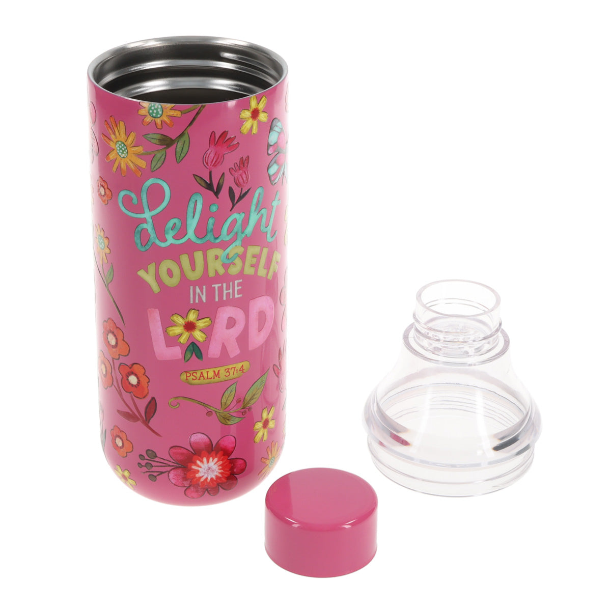 Delight Yourself in the Lord Plastic and Stainless Steel Water Bottle with Sling Bag