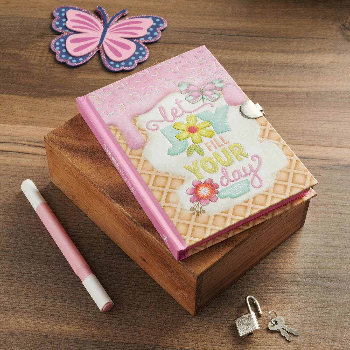 Let Joy Fill Your Day Hardcover Secret Diary with a Lock and Key