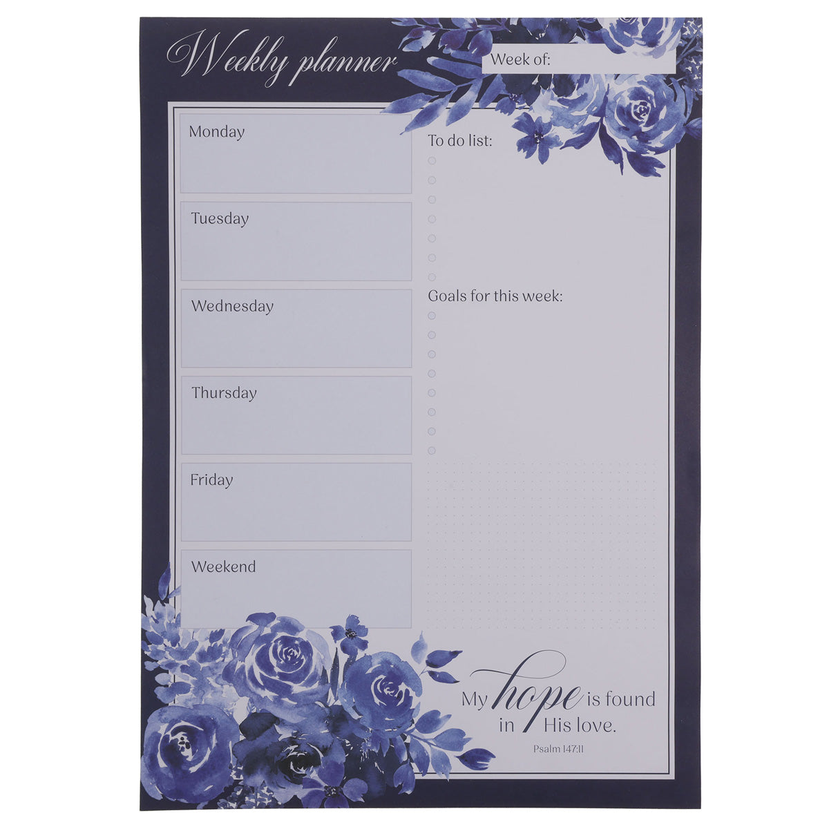 A3 Weekly Magnetic Planner - My Hope Is Found in His Love