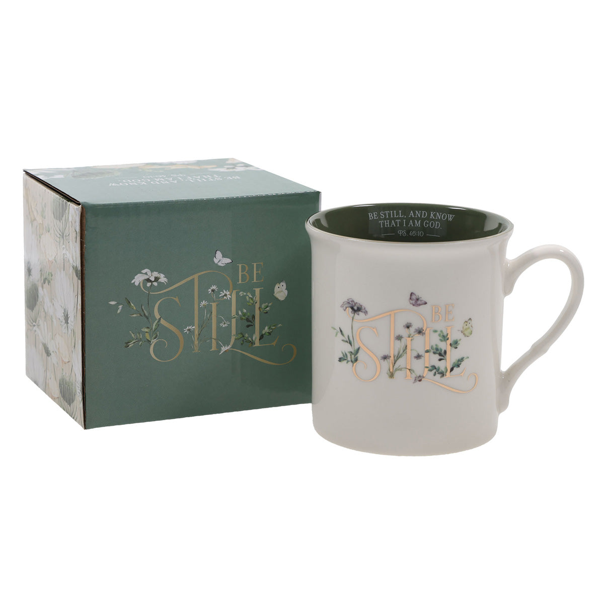 Be Still Ceramic Mug with Green Interior