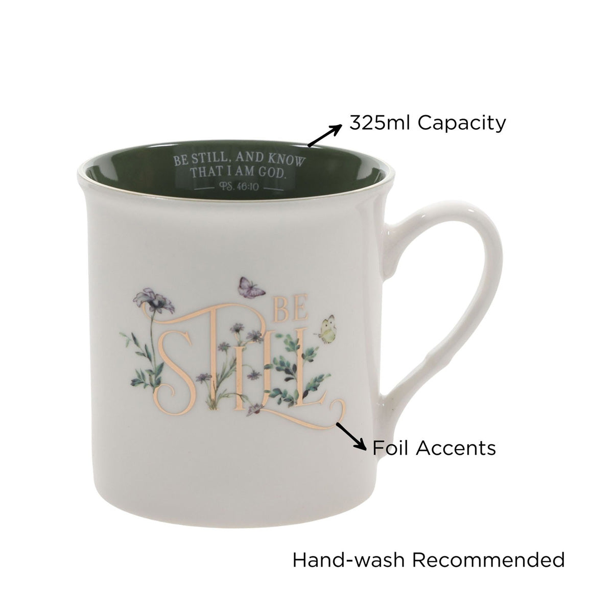 Be Still Ceramic Mug with Green Interior