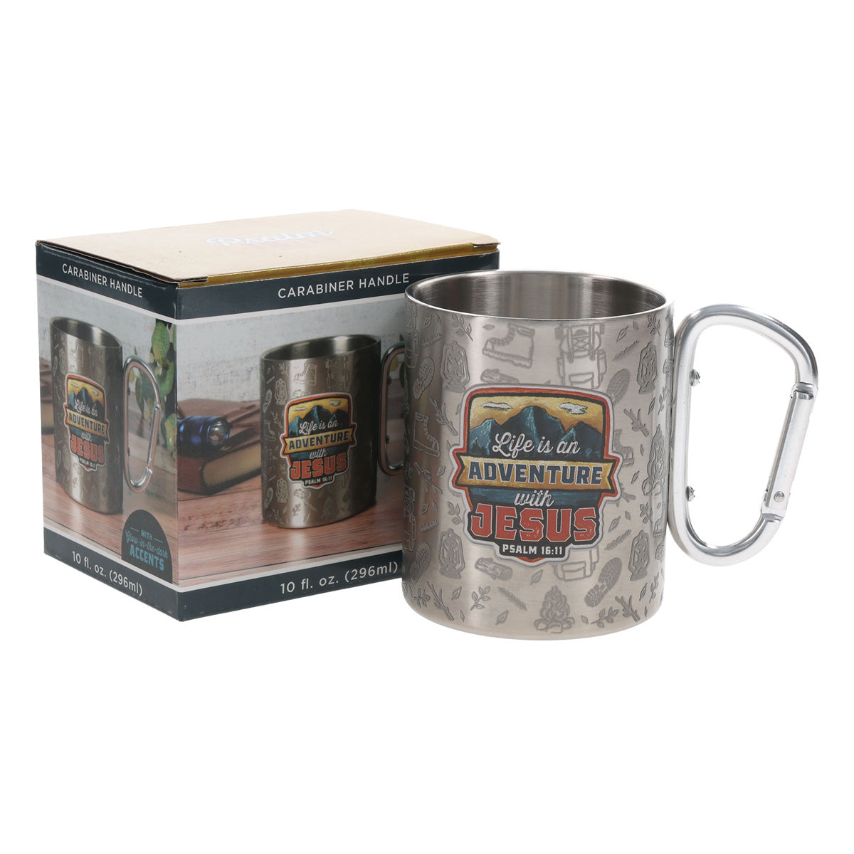 Travel Mug - Life Is an Adventure with Jesus (Stainless Steel, Camp Style)