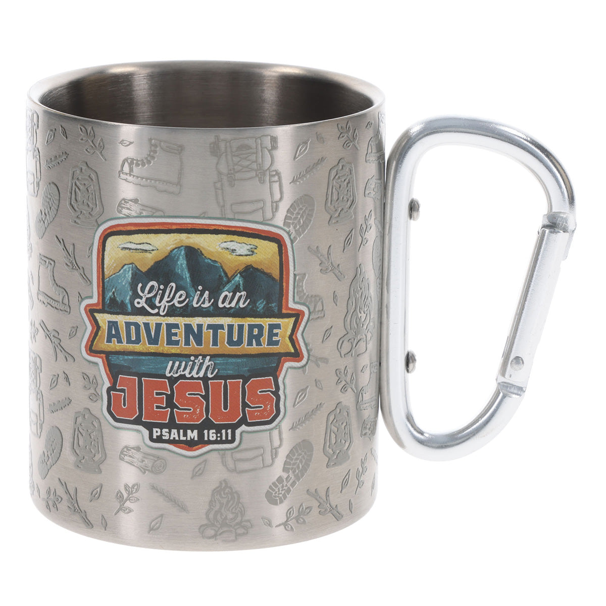 Travel Mug - Life Is an Adventure with Jesus (Stainless Steel, Camp Style)