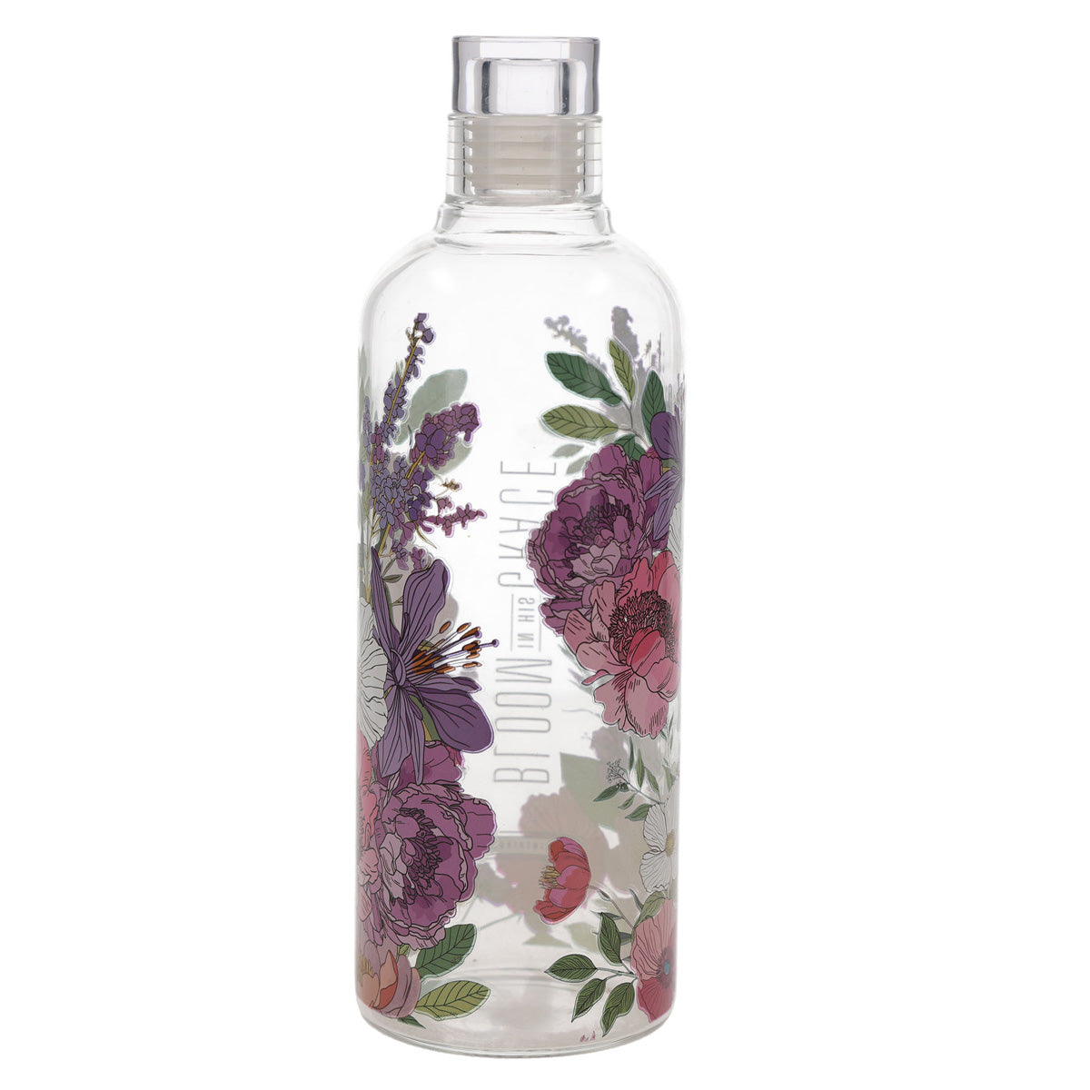 Bloom in His Grace Glass Water Bottle