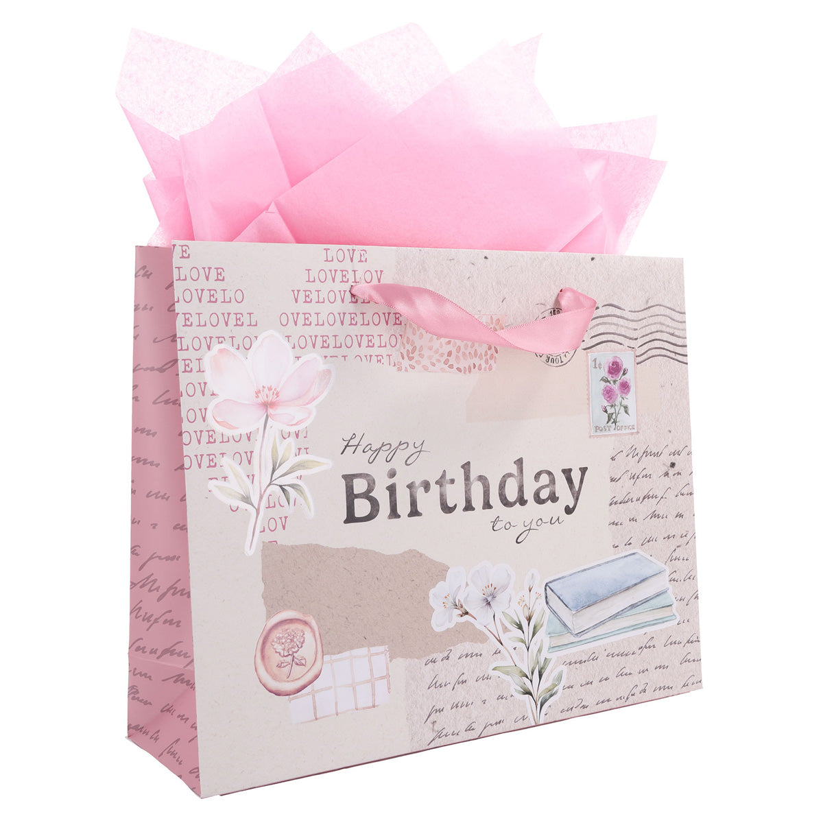Happy Birthday to You Large Landscape Gift Bag with Card