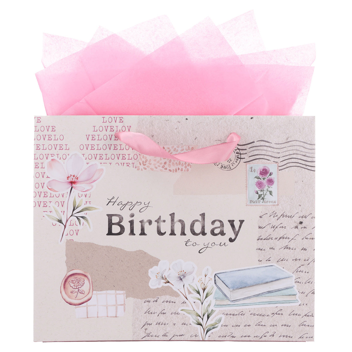 Happy Birthday to You Large Landscape Gift Bag with Card