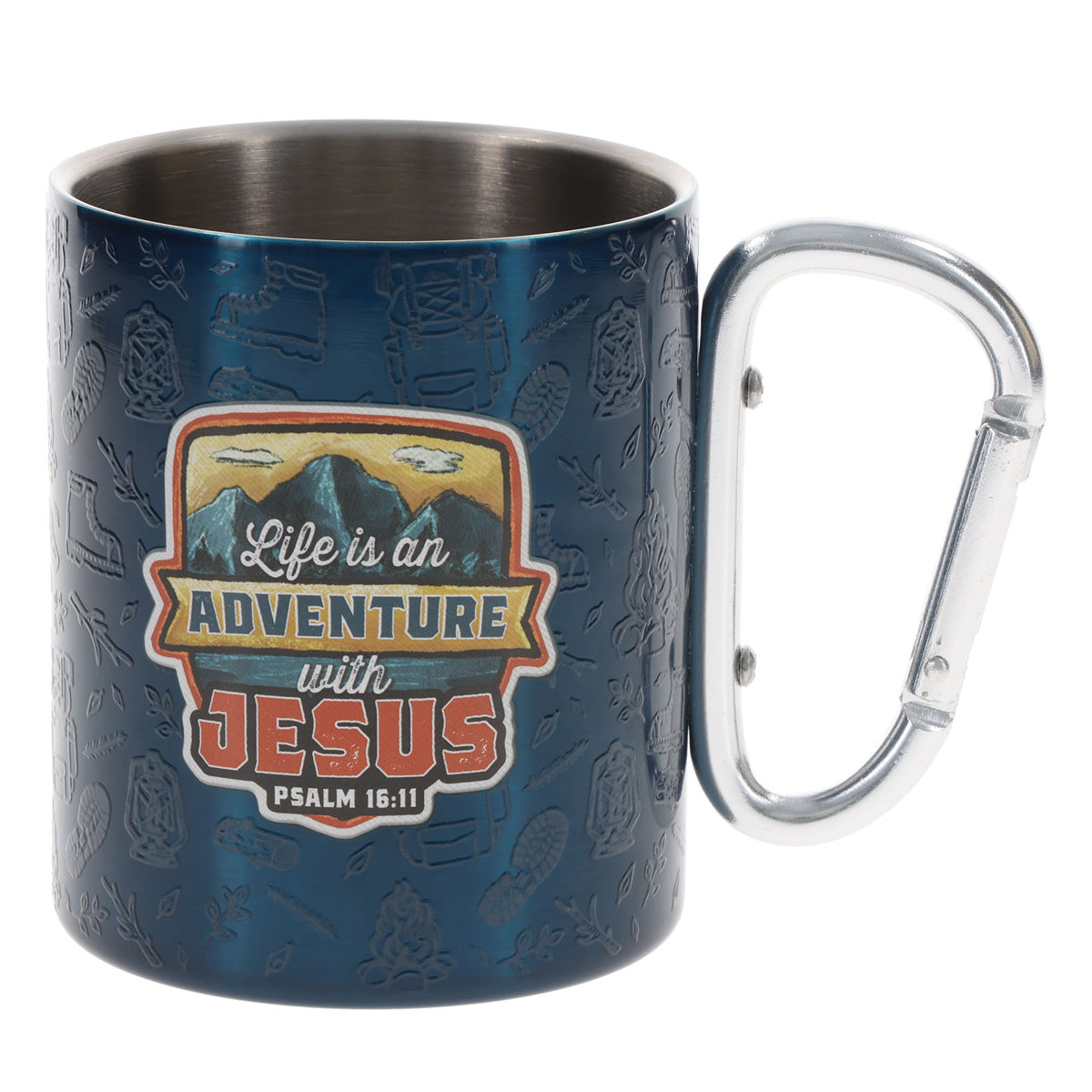 Travel Mug - Life Is an Adventure with Jesus (Stainless Steel, Blue, Camp Style)
