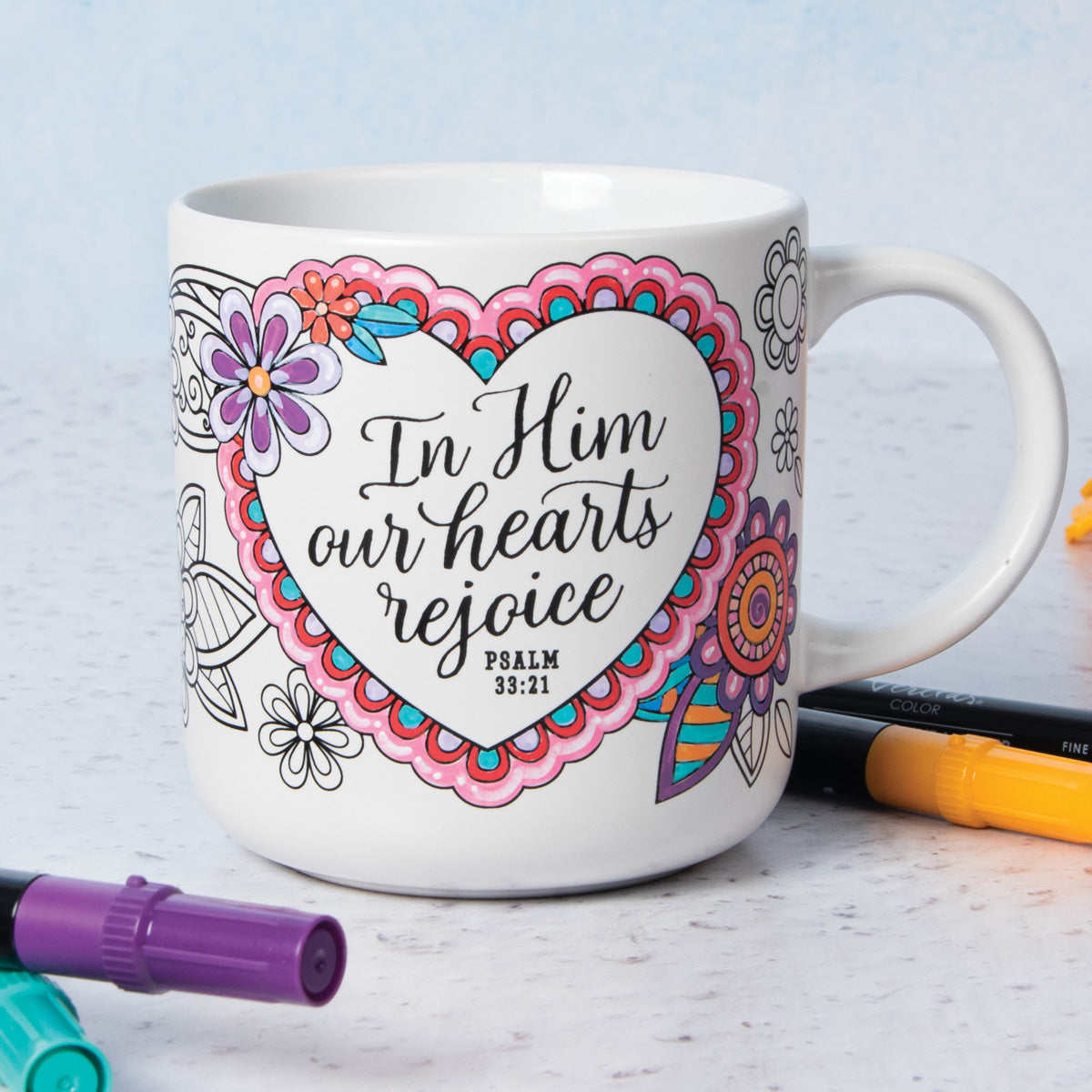 In Him Our Hearts Rejoice Ceramic Coloring Mug