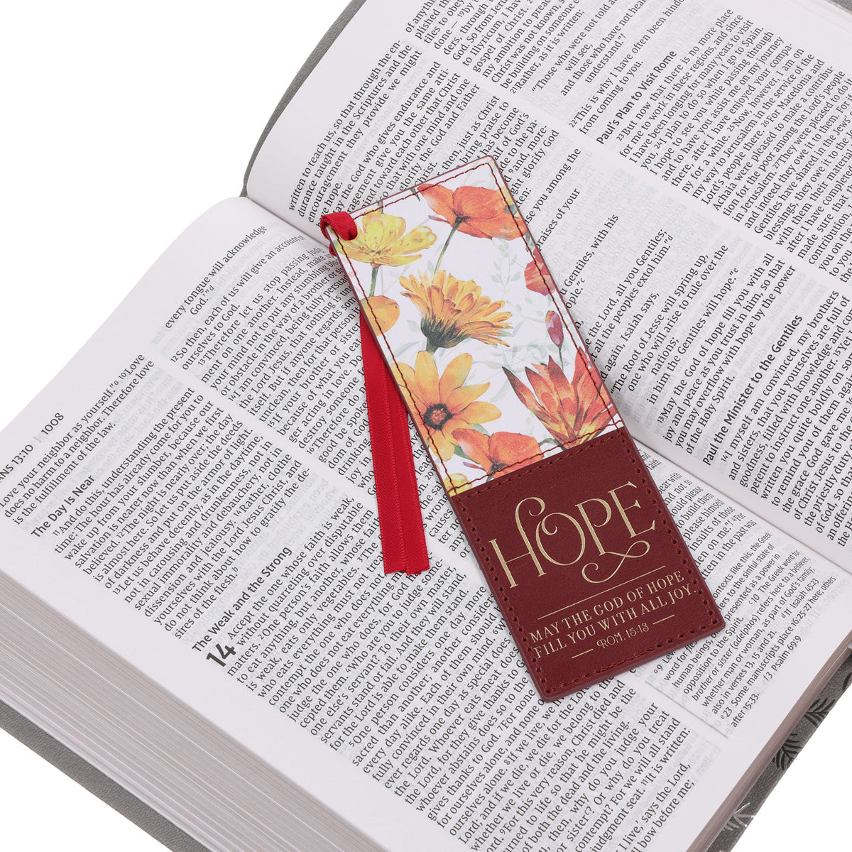 May the God of Hope Fill You with All Joy Faux Leather Bookmark