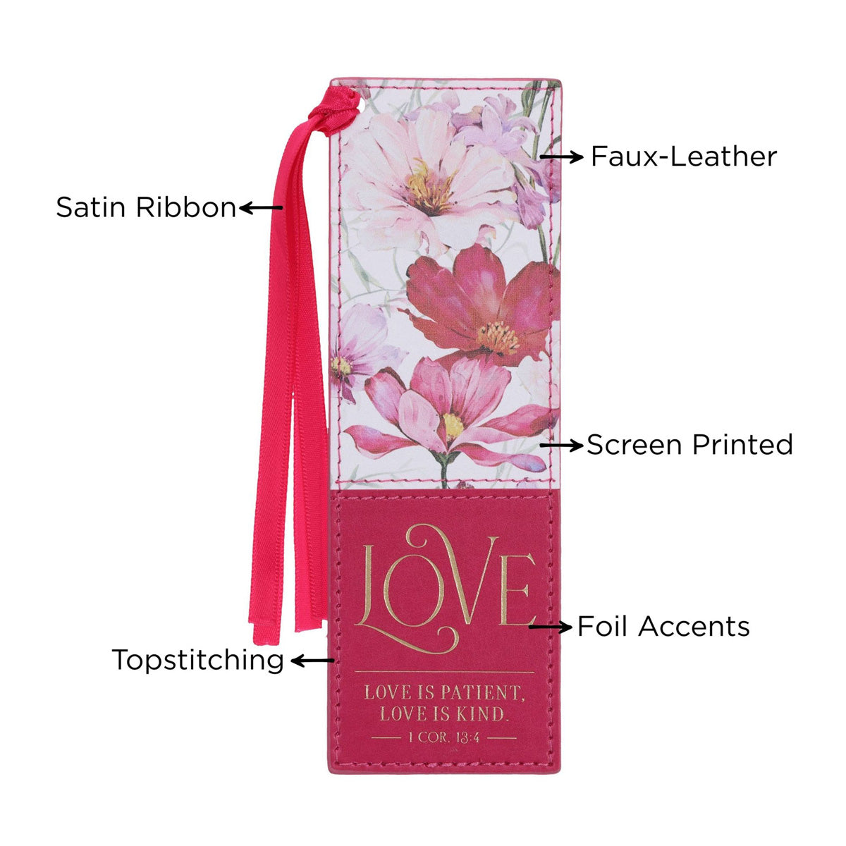 Love Is Patient, Love Is Kind Faux Leather Bookmark
