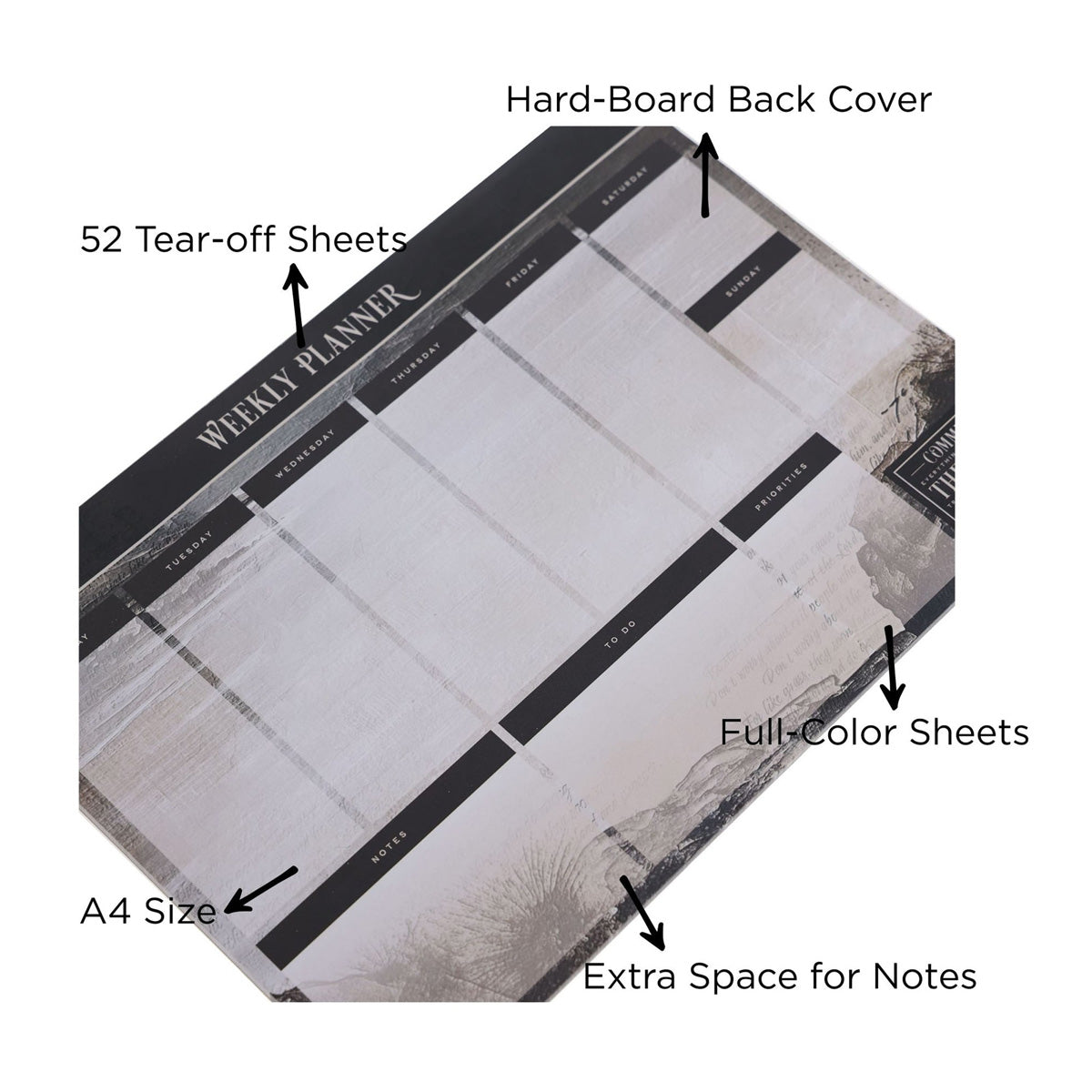 A4 Weekly Desk Planner - Commit Everything You Do to the Lord