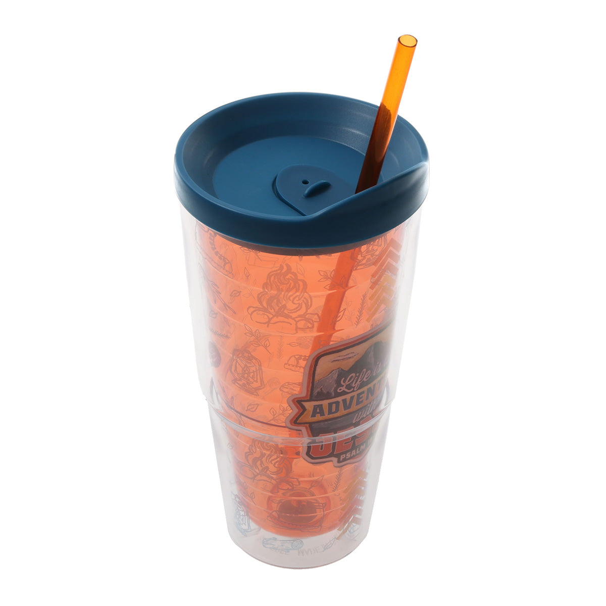 Life Is an Adventure with Jesus Plastic Travel Tumbler with Lid and Straw