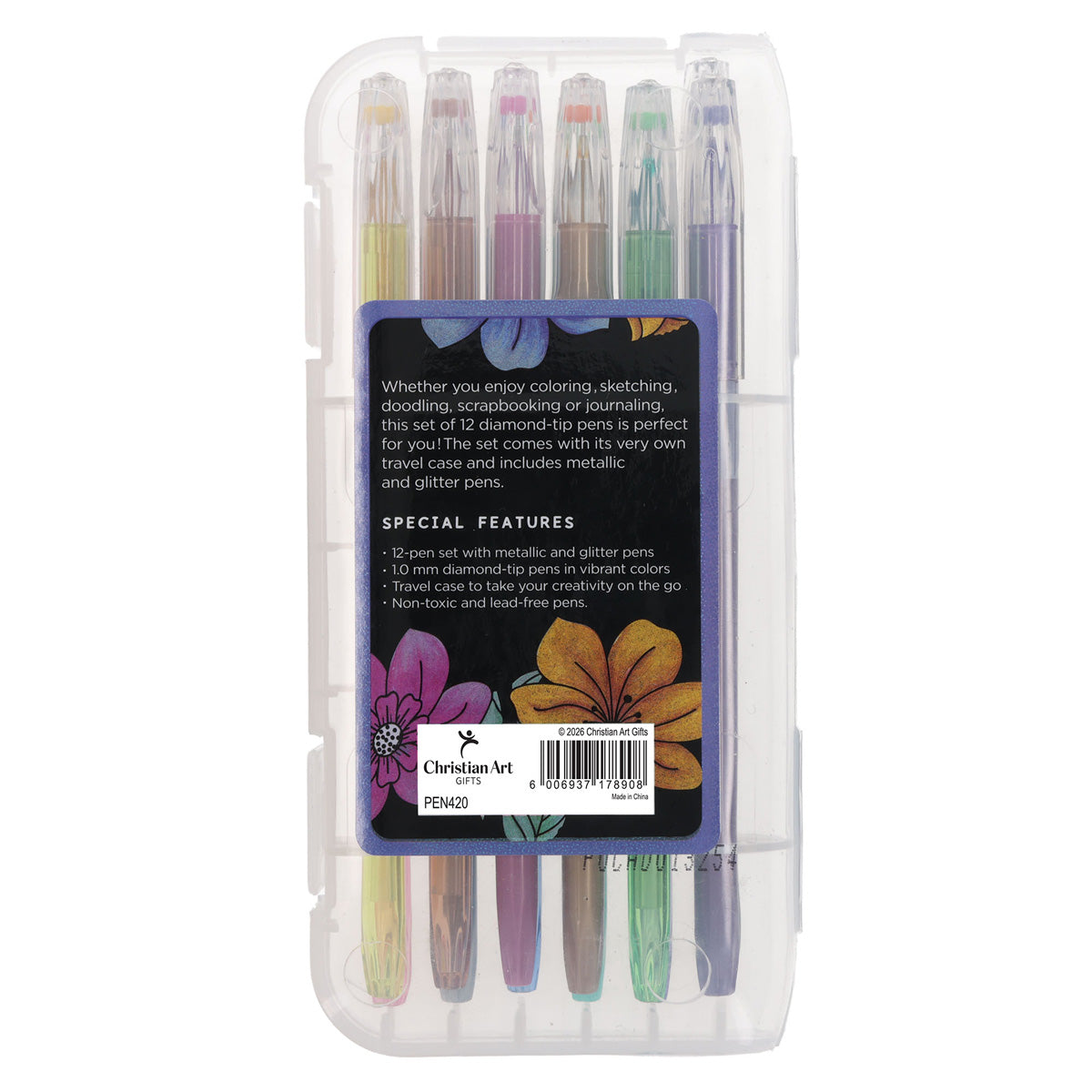 Veritas Twelve-Piece Metallic and Glitter Coloring Pen Set