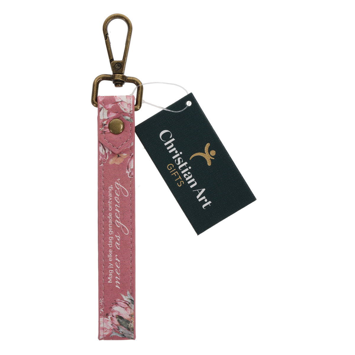 Mag Jy Elke Dag Genade Ontvang Afrikaans Faux Leather Wristlet Key Ring