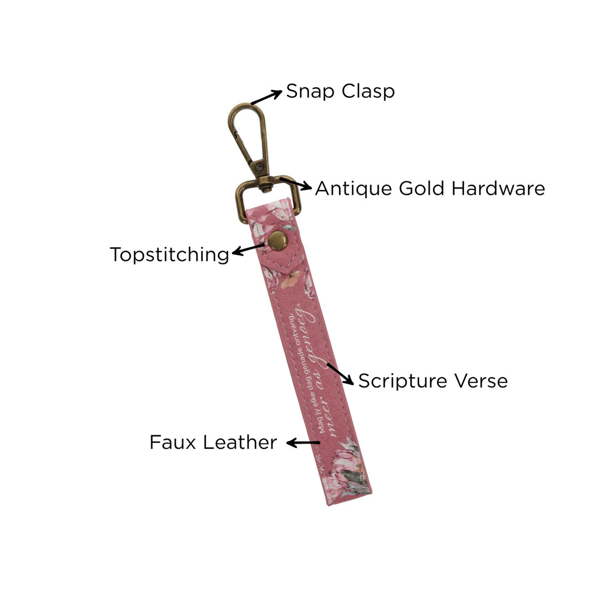 Mag Jy Elke Dag Genade Ontvang Afrikaans Faux Leather Wristlet Key Ring