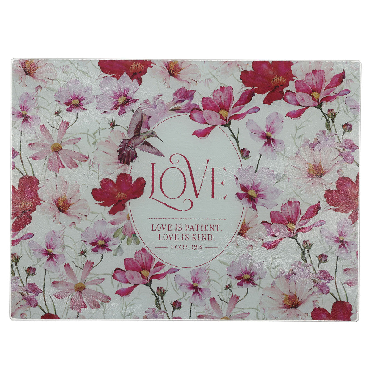 Love Is Patient Love is Kind Large Glass Cutting Board