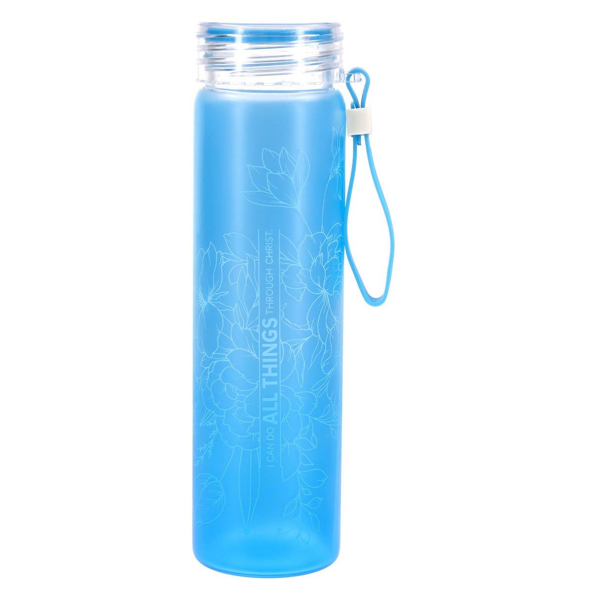 I Can Do All Things Through Christ Frosted Glass Water Bottle