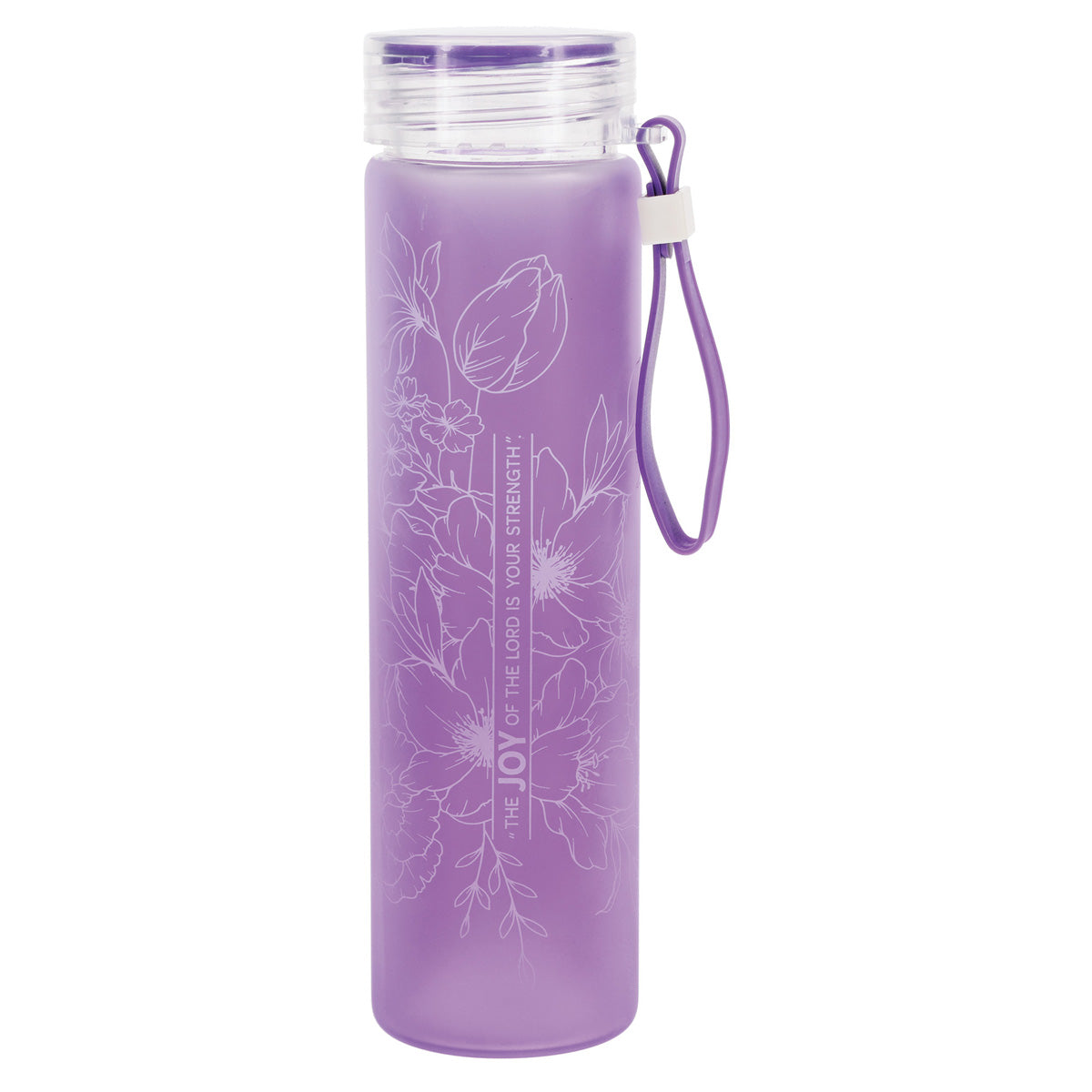 The Joy of the Lord Is Your Strength Frosted Glass Water Bottle