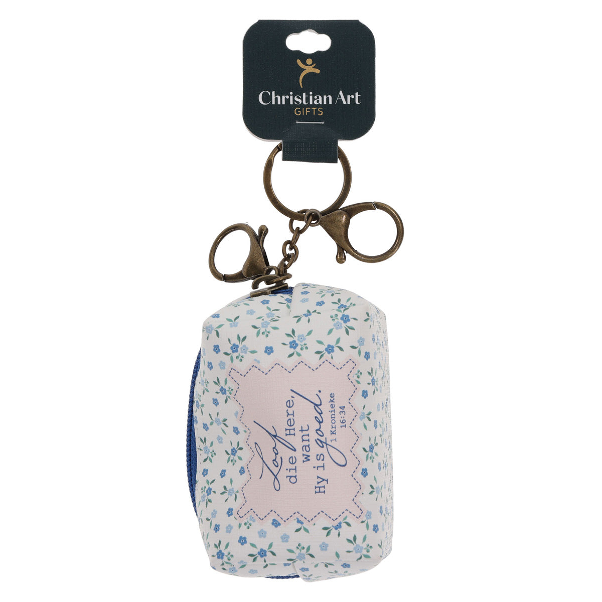 Loof die Here Want Hy Is Goed Afrikaans Keychain with Faux Leather Pouch