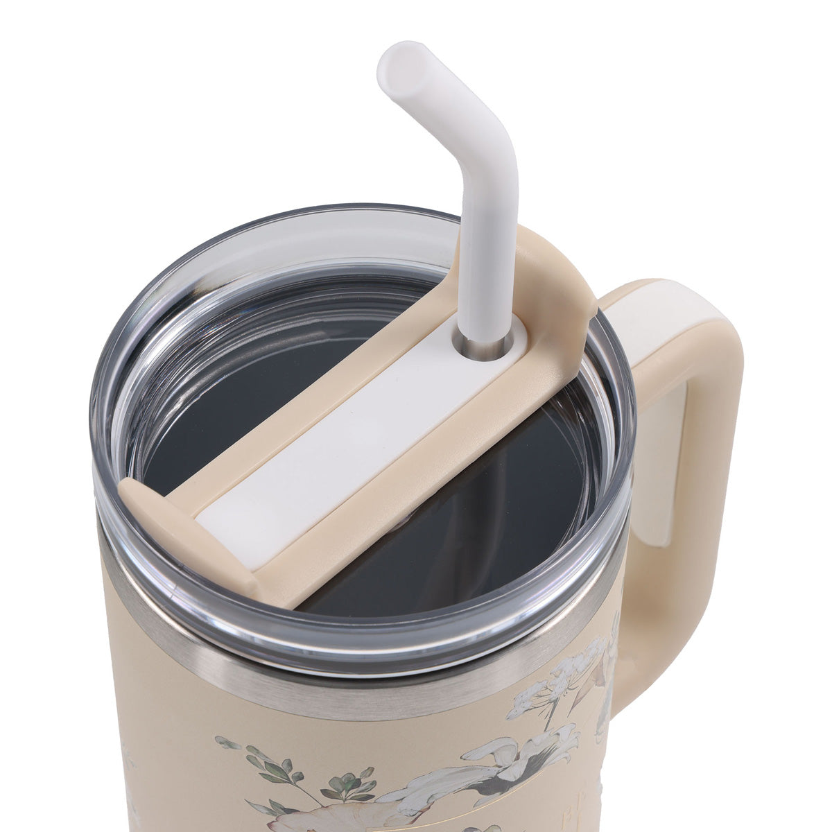 Travel Mug - Be Still and Know (Stainless Steel, Sage, Large, Handle & Straw)