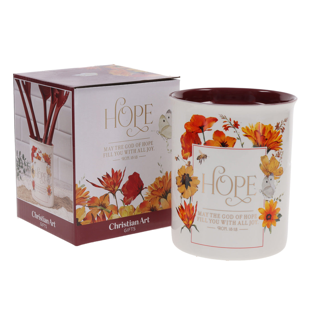 May the God of Hope Fill You with All Joy Ceramic Utensil Holder