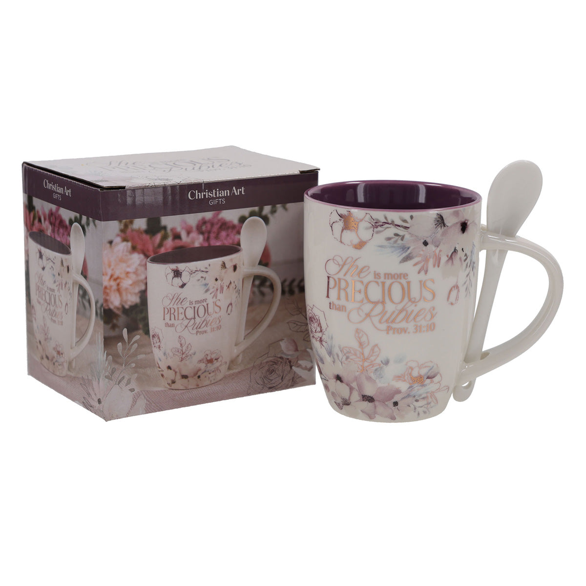 She Is More Precious than Rubies Ceramic Mug and Spoon