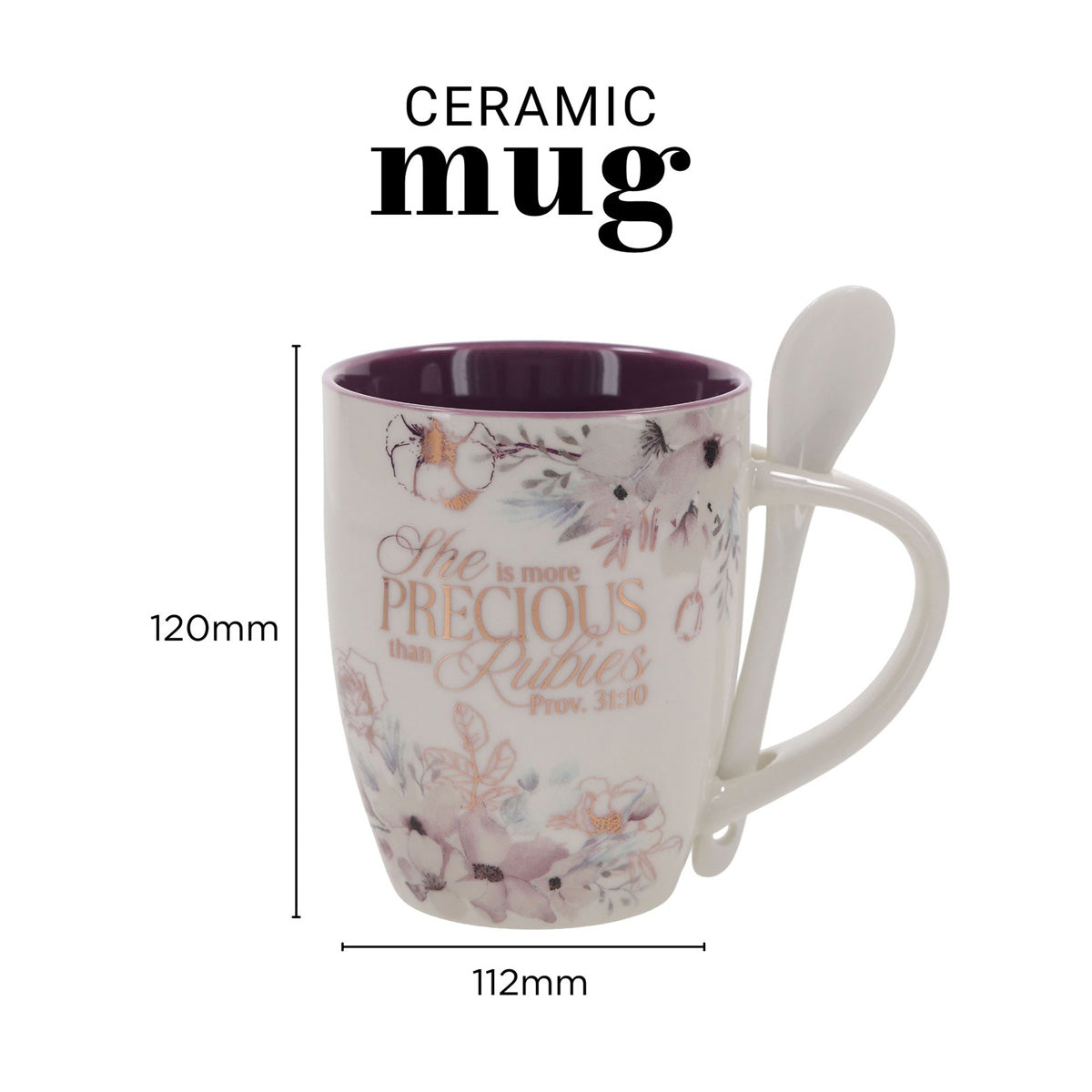 She Is More Precious than Rubies Ceramic Mug and Spoon