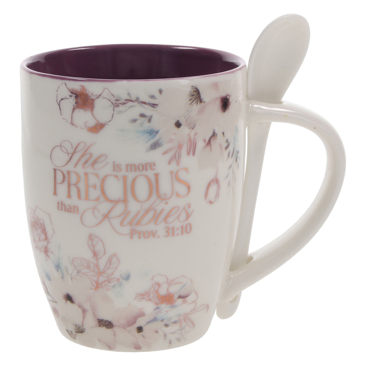She Is More Precious than Rubies Ceramic Mug and Spoon