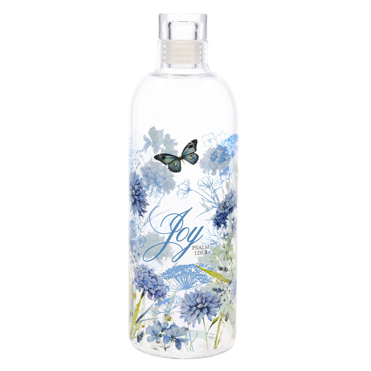 Joy Butterflies Glass Water Bottle
