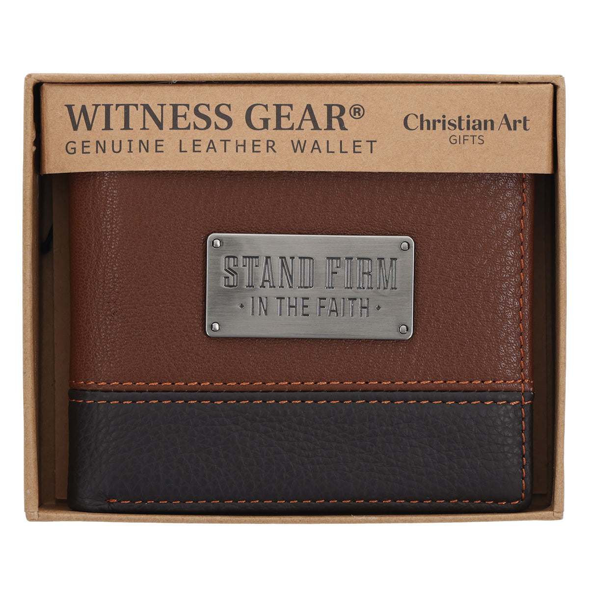 Stand Firm in the Faith Dark Brown Genuine Leather Wallet