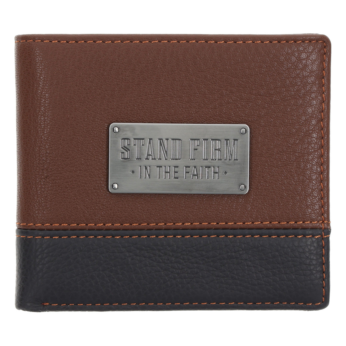 Stand Firm in the Faith Dark Brown Genuine Leather Wallet