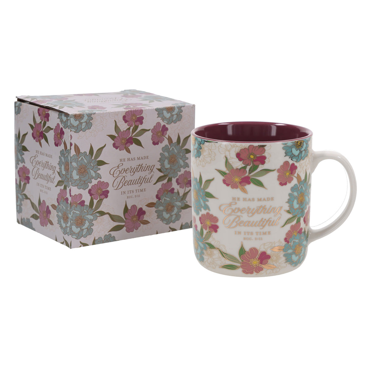 He Has Made Everything Beautiful in Its Time Floral Ceramic Mug
