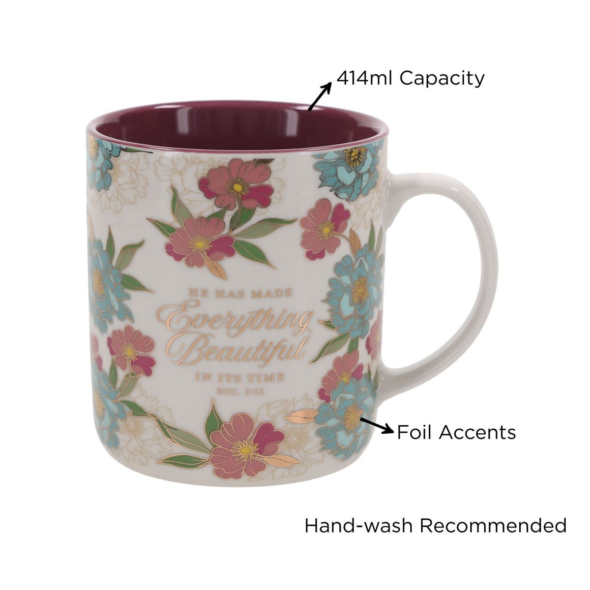 He Has Made Everything Beautiful in Its Time Floral Ceramic Mug