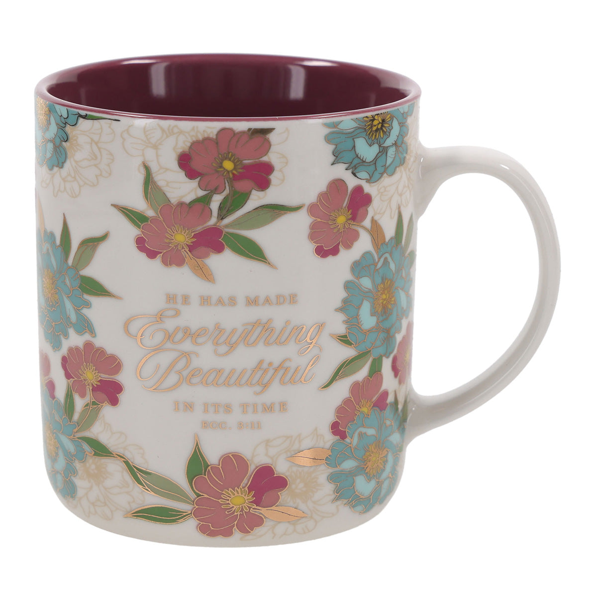 He Has Made Everything Beautiful in Its Time Floral Ceramic Mug