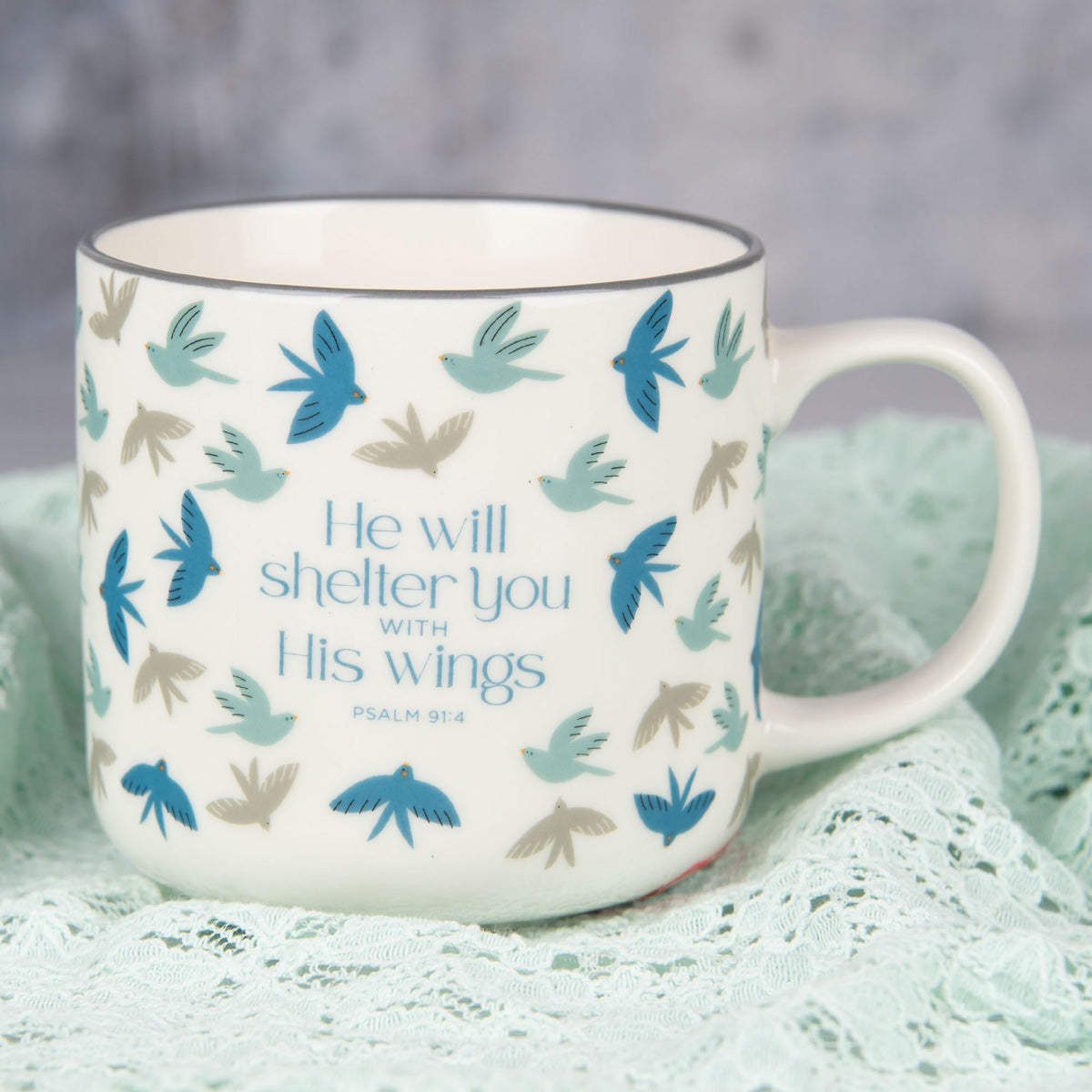 He Will Shelter You with His Wings Ceramic Mug