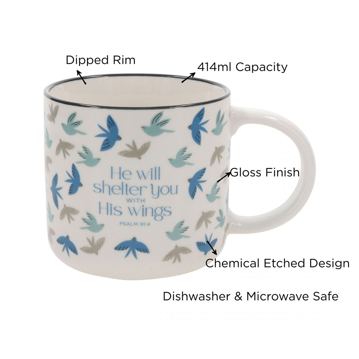 He Will Shelter You with His Wings Ceramic Mug