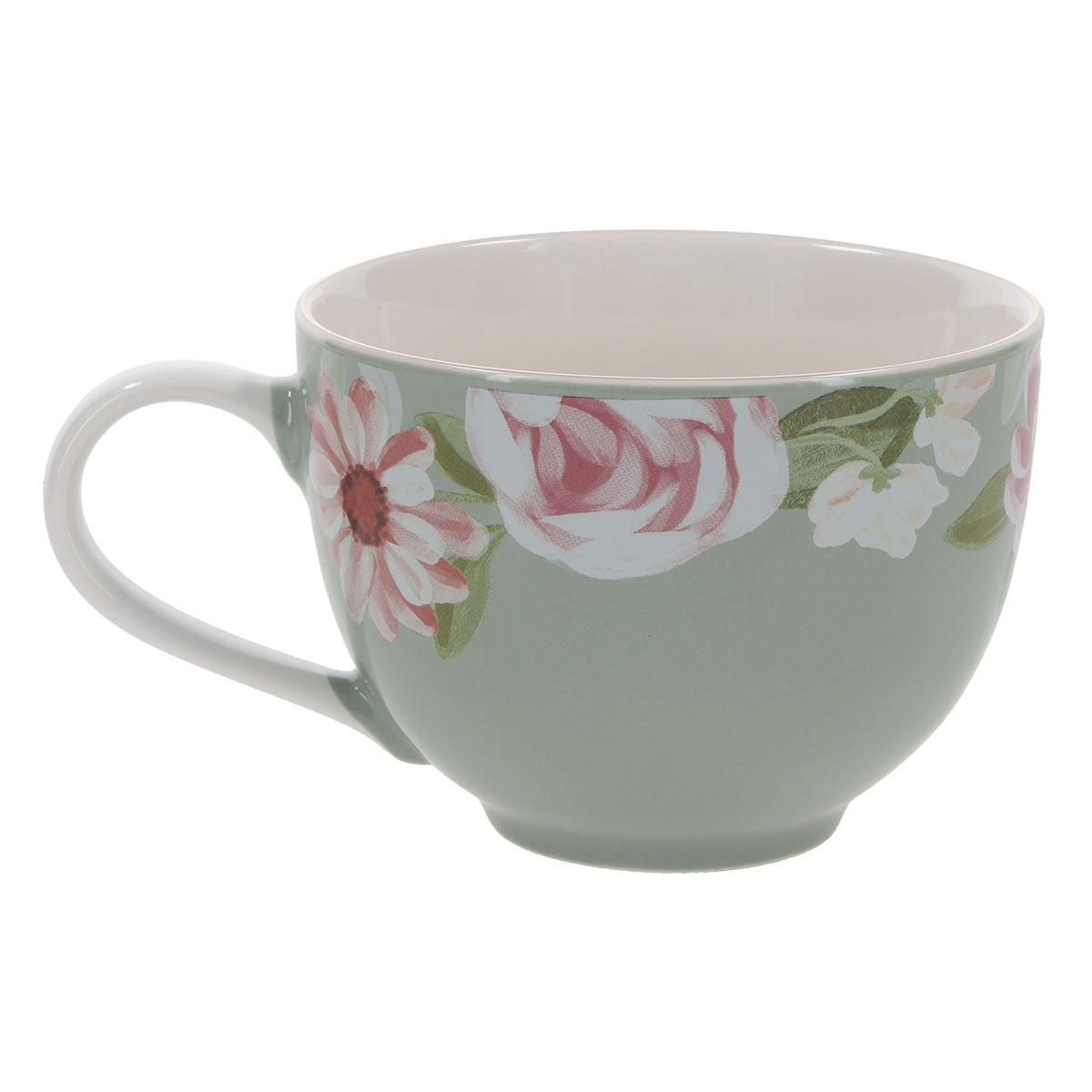 He Restores My Soul Green Floral Ceramic Mug