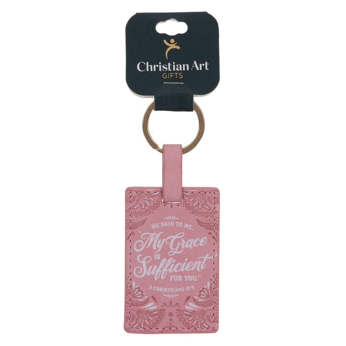 My Grace Is Sufficient for You Faux Leather Keychain