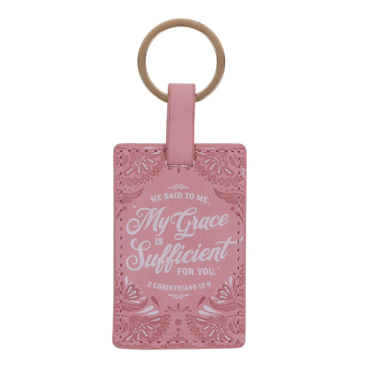 My Grace Is Sufficient for You Faux Leather Keychain
