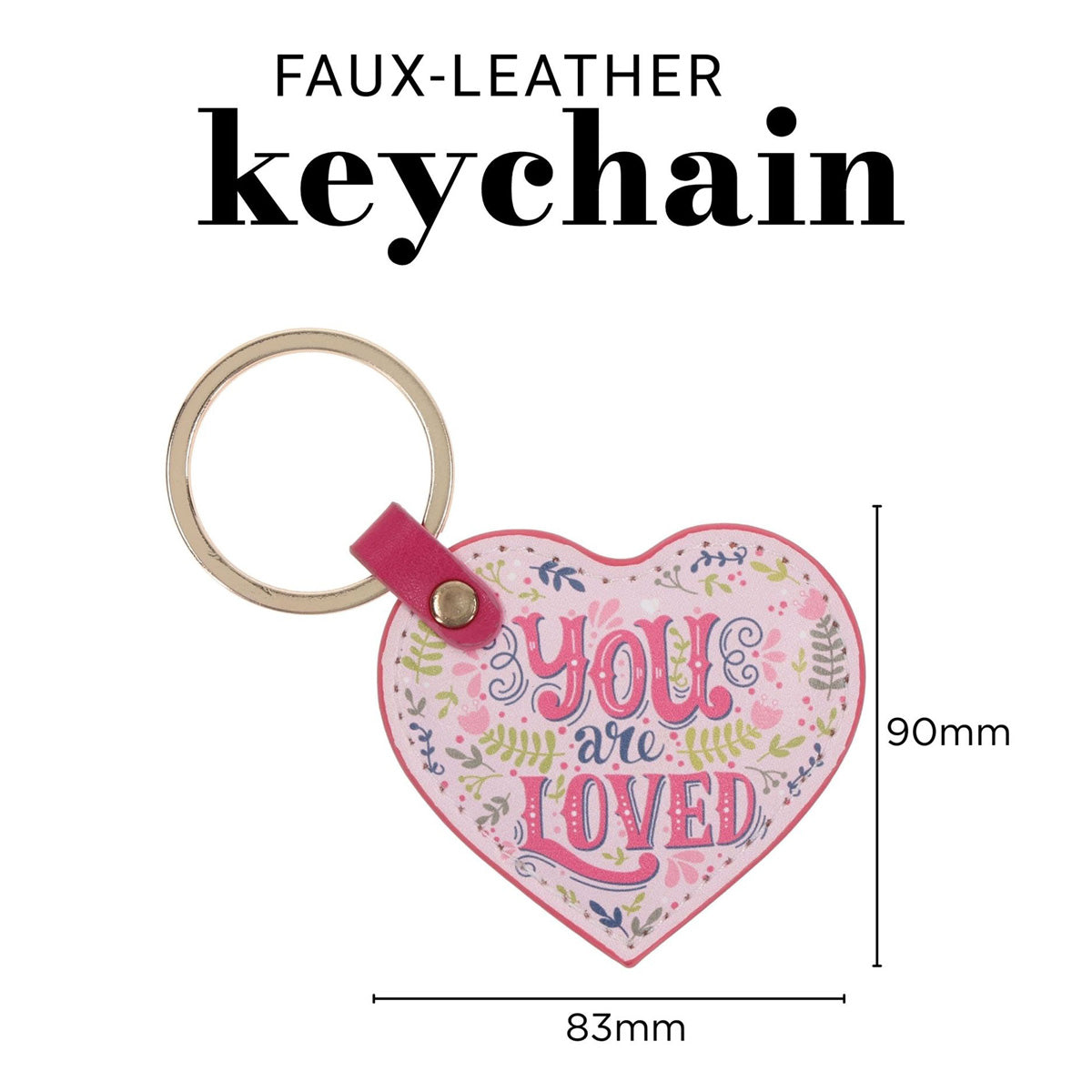You Are Loved Heart Shaped Faux Leather Keychain