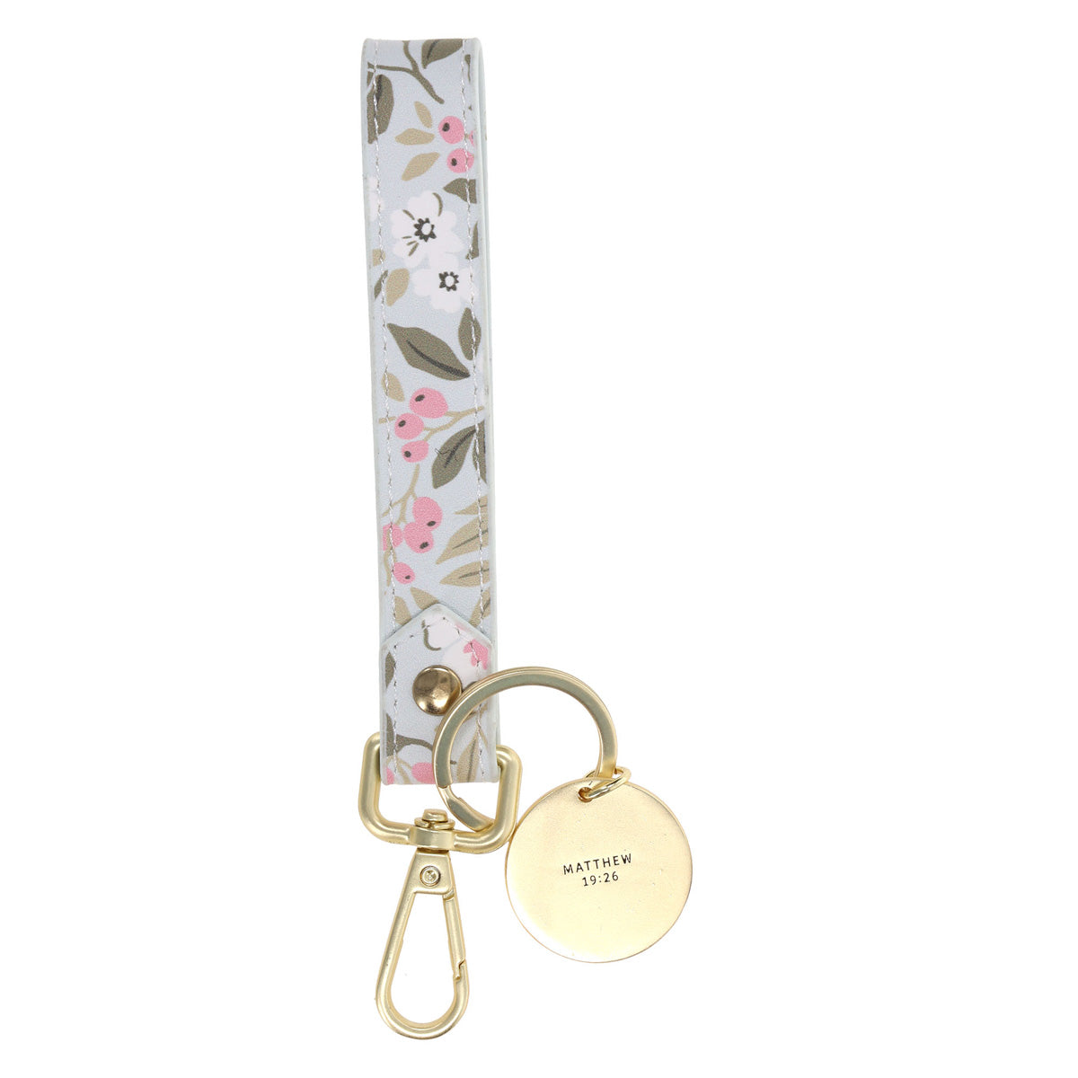With God All Things are Possible Faux Leather Wristlet Keychain with Charm