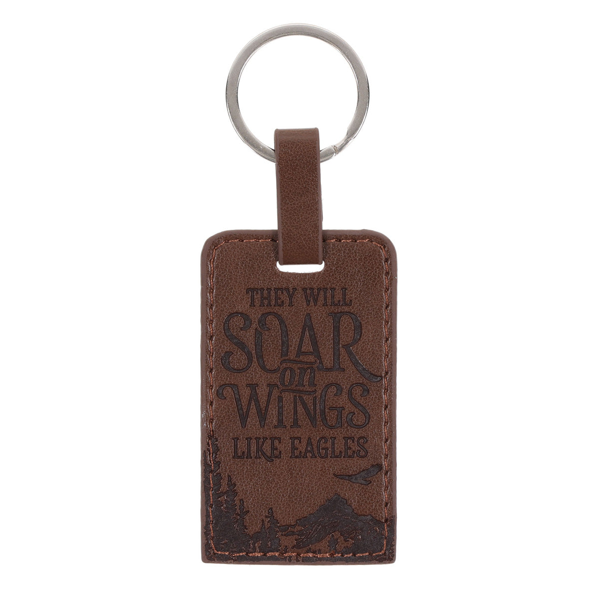They Will Soar on Wings Like Eagles Faux Leather Keychain